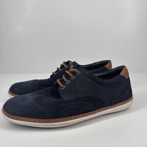 Massimo Dutti Men's‎ Navy Blue Suede Derby Shoes US 8 / EU 41 Lace-Up Classic